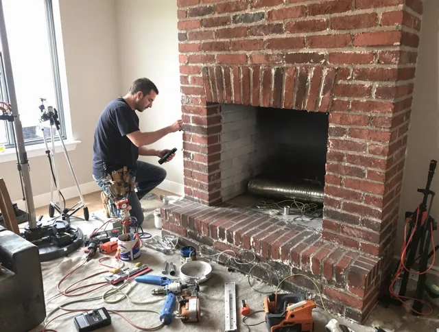 Bristol Chimney Sweep specialist finalizing chimney liner service in Bristol, RI