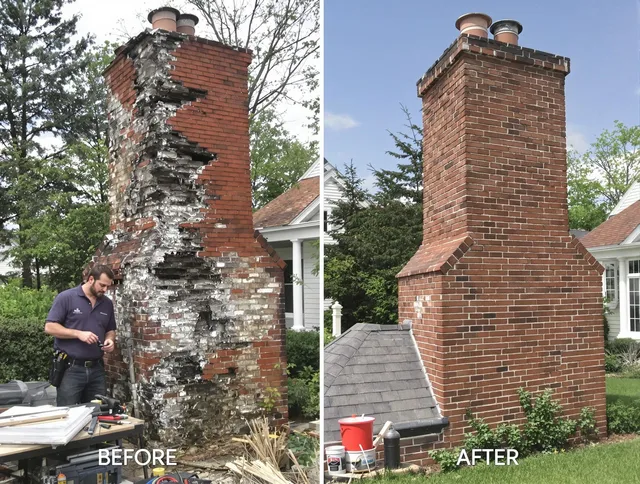 Bristol Chimney Sweep performing a full chimney restoration in Bristol, RI