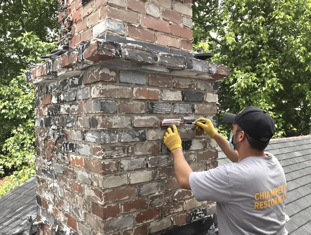 In-progress chimney restoration by Bristol Chimney Sweep in Bristol, RI