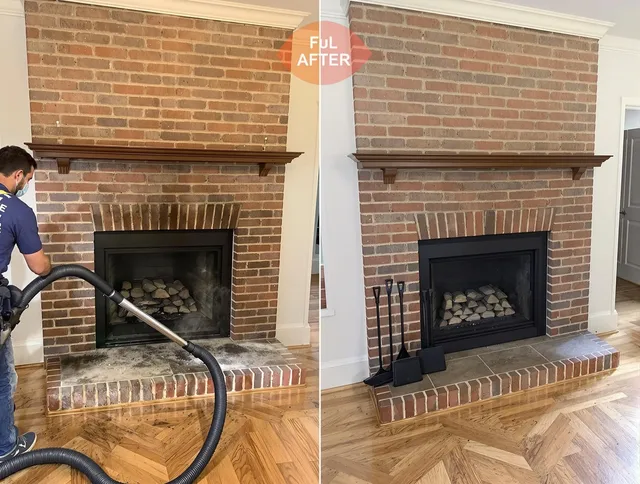 Bristol Chimney Sweep carefully sanitizing a fireplace in Bristol, RI