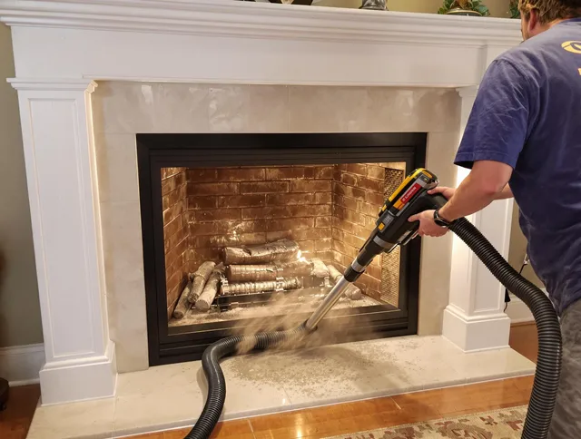 Fireplace cleaning performed by Bristol Chimney Sweep in Bristol, RI