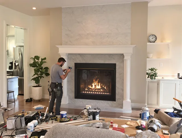Newly installed fireplace by Bristol Chimney Sweep in Bristol, RI