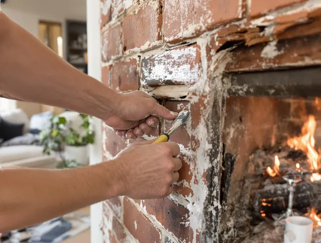 Routine fireplace repair by Bristol Chimney Sweep in Bristol, RI